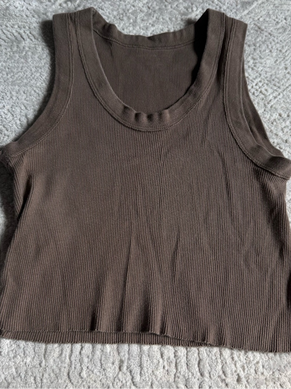 Brandy Melville Ribbed Cropped Brown Tank Top